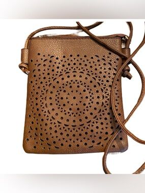 NWT Brown Vegan Leather Mini Crossbody Bag